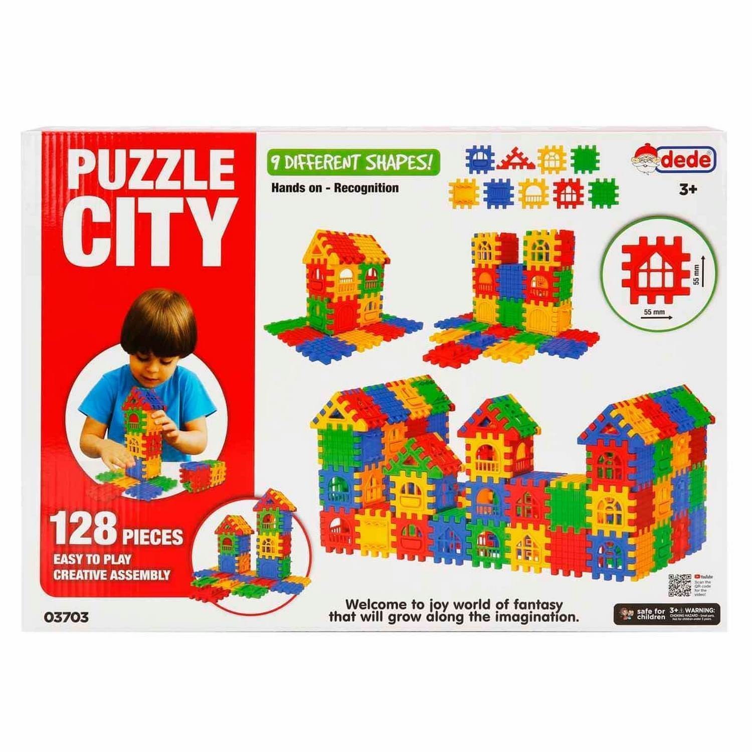Dede Puzzle City 3D Yapı ve Tasarım Blokları 128 Parça 03703 