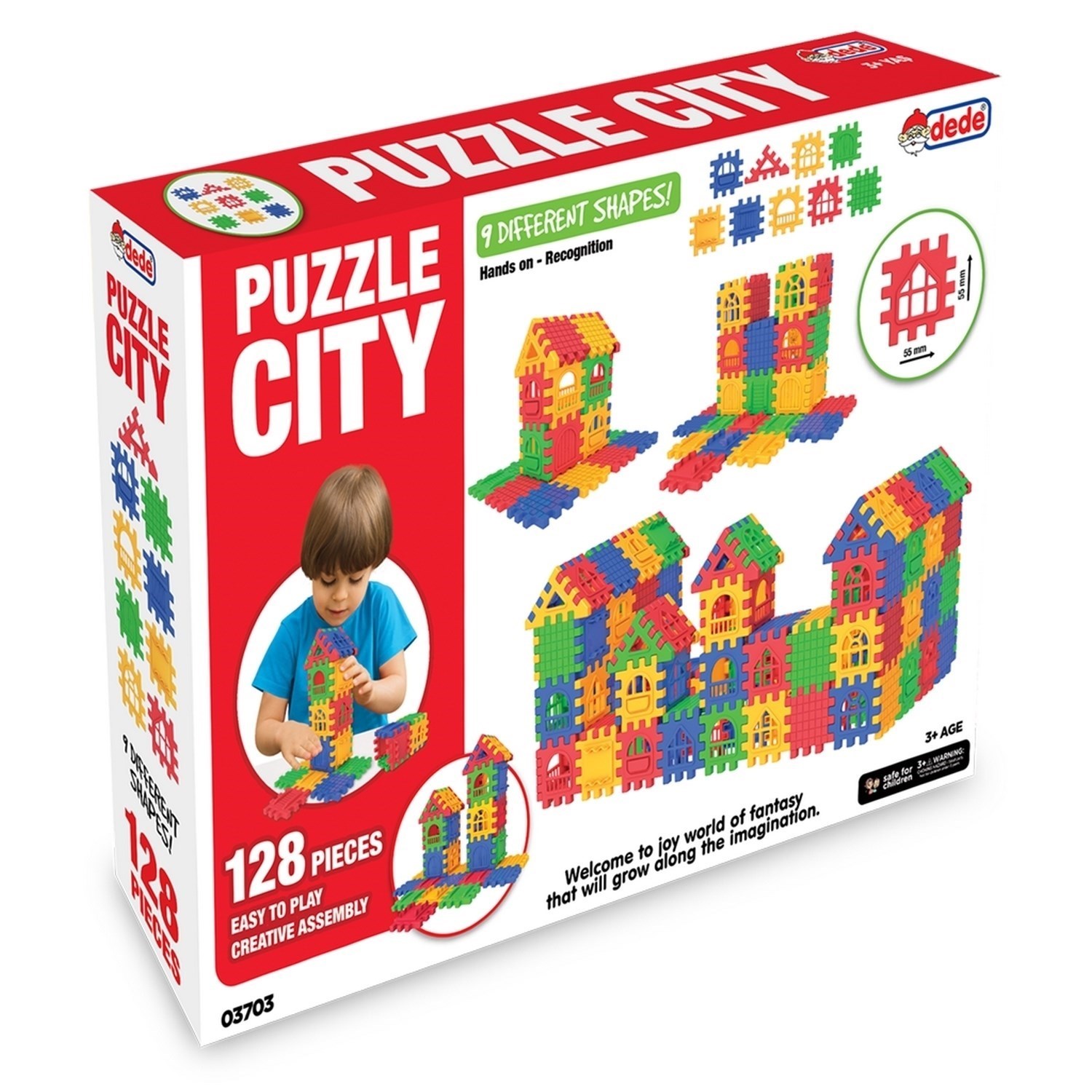 Dede Puzzle City 3D Yapı ve Tasarım Blokları 128 Parça 03703 