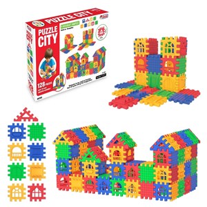 Dede Puzzle City 3D Yapı ve Tasarım Blokları 128 Parça 03703 