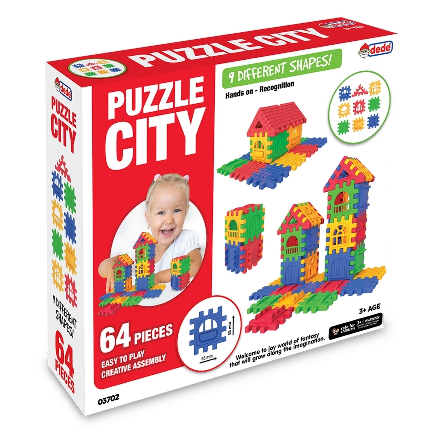 Dede Puzzle City 3D Yapı ve Tasarım Blokları 64 Parça 03702 