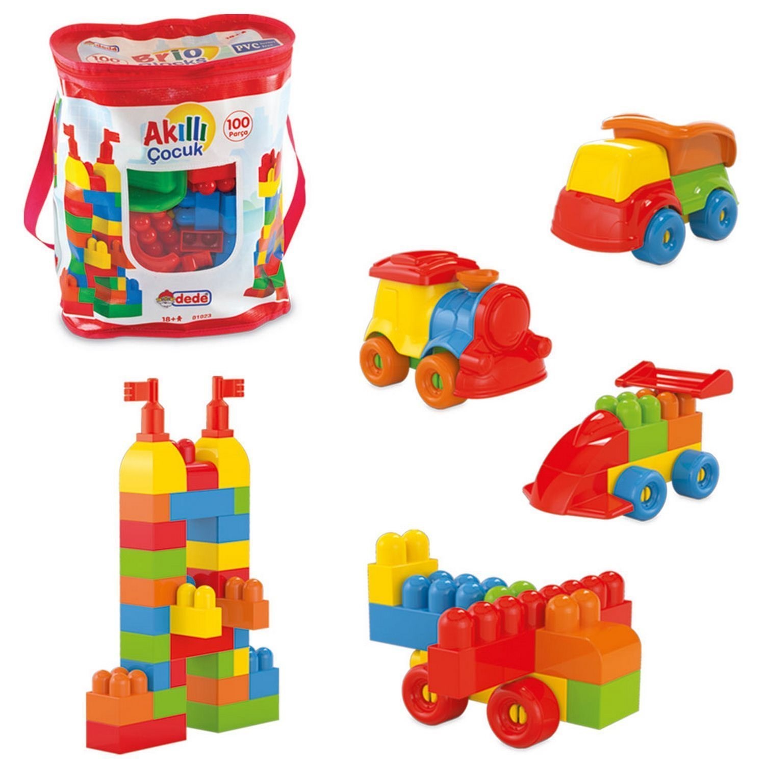 Dede Akıllı Çocuk Renkli Bloklar 100 Parça 01023-G624 