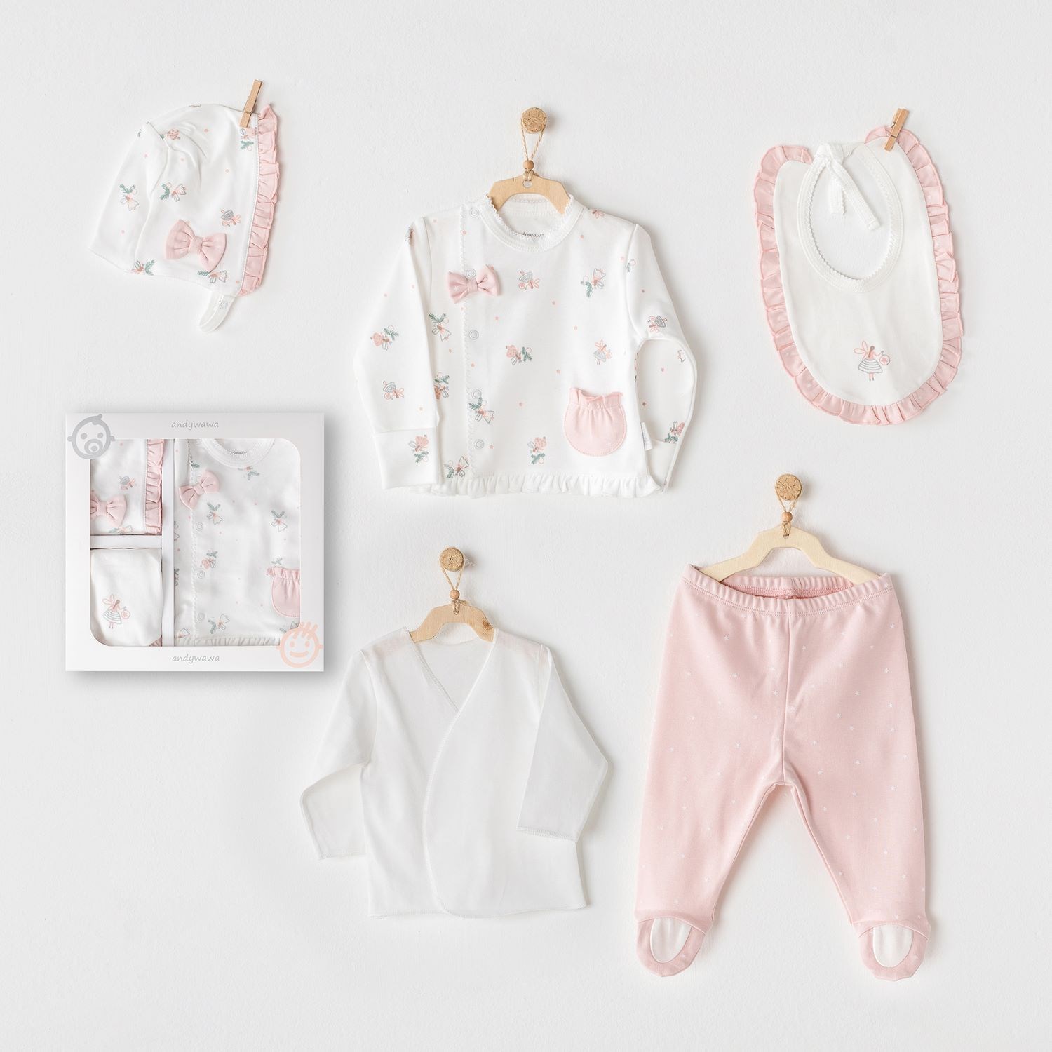 Andywawa Fairy 5'li Bebek Hastane Çıkış Seti AC25300 Pembe