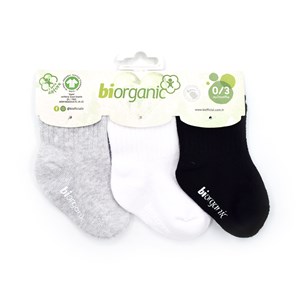 Biorganic Kaymaz Basic 3'lü Bebek Çorabı 68484 Gri-Beyaz-Siyah