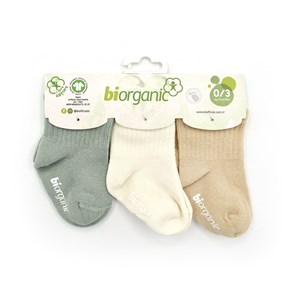 Biorganic Kaymaz Basic 3'lü Bebek Çorabı 68484 Nil-Ekru-Bej