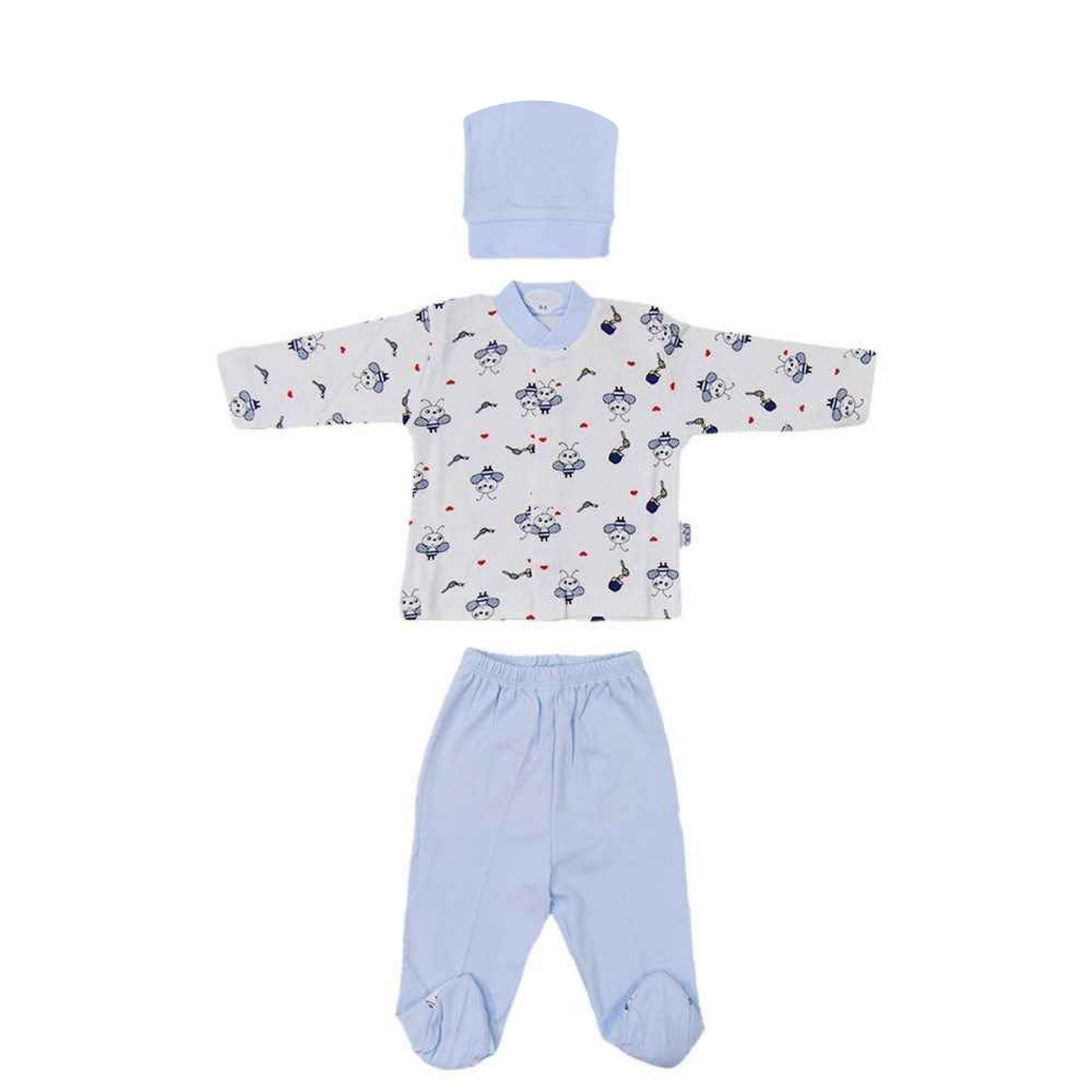 Sebi Bebe Arı Baskılı Pijama Takımı 2238 Mavi