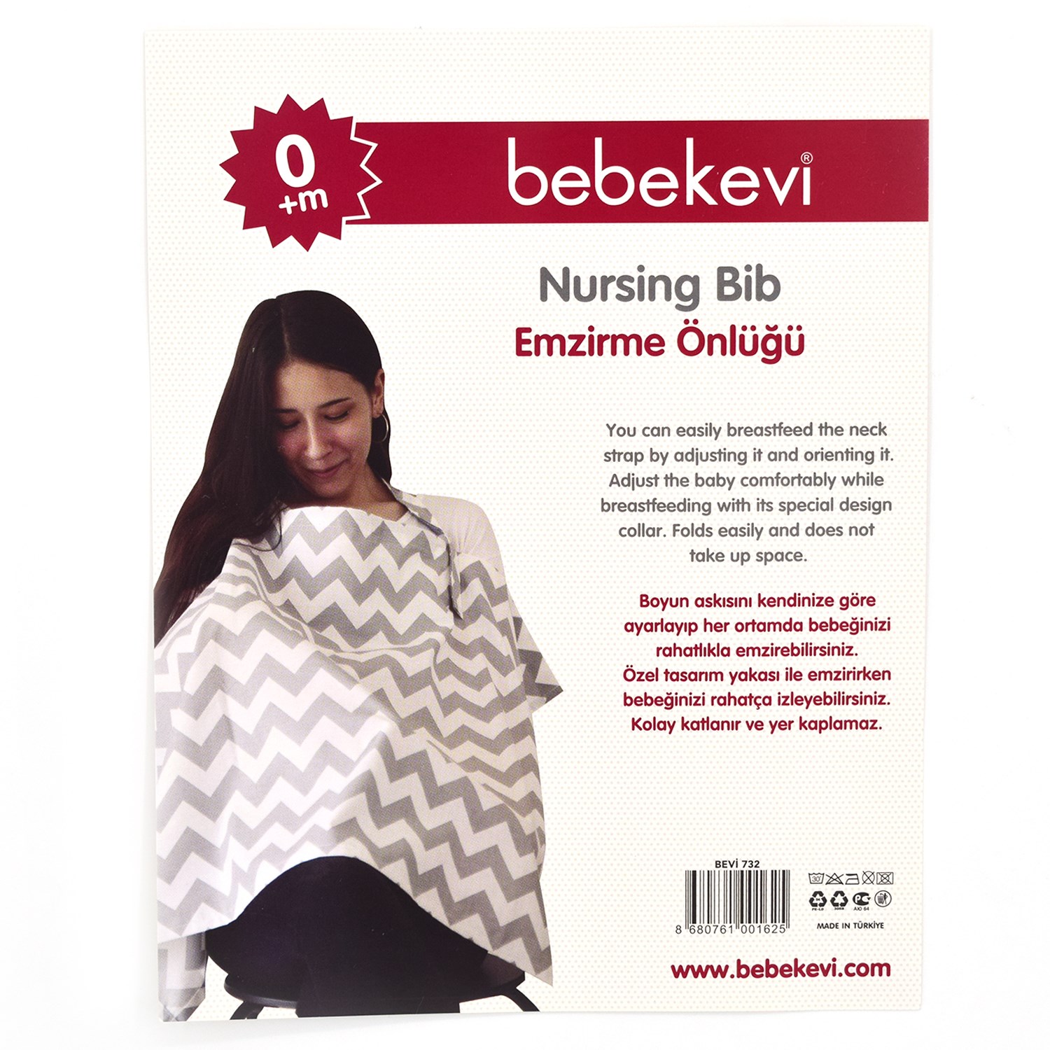 Bebekevi Emzirme Önlüğü 97x64 Cm 0+ Ay 732 Koyu Gri