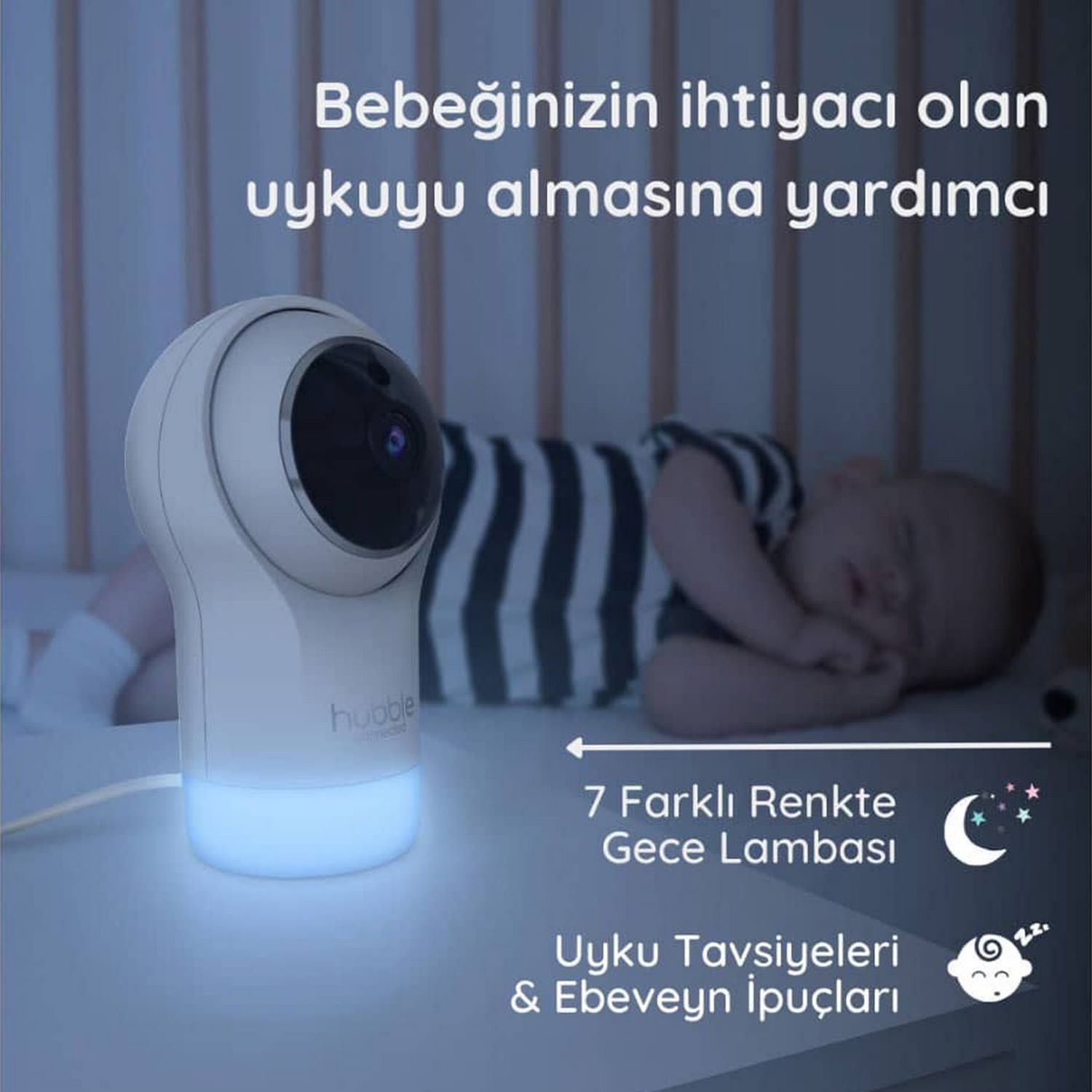 Hubble HD Wi-Fi Dijital Bebek Kamerası + Gece Lambası HBL14 