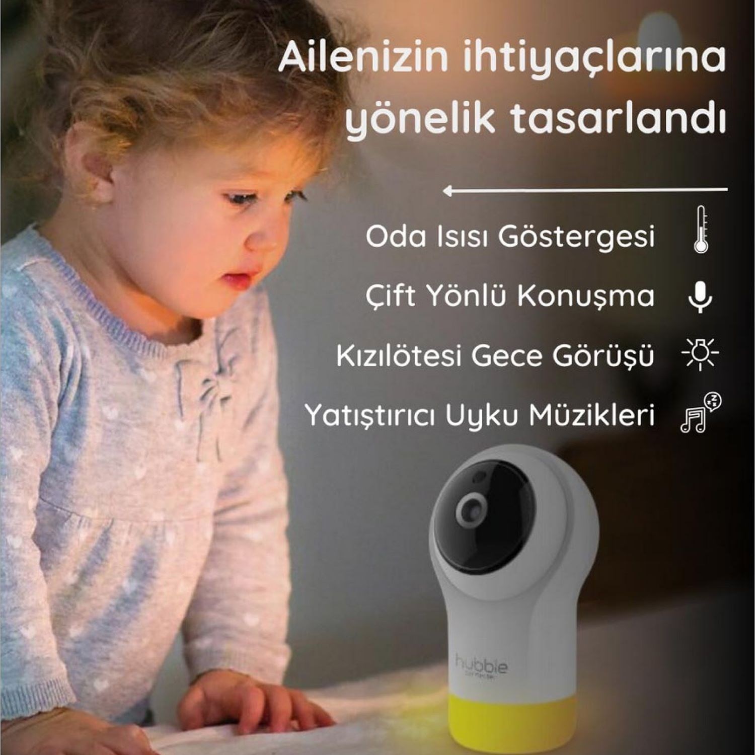 Hubble HD Wi-Fi Dijital Bebek Kamerası + Gece Lambası HBL14 
