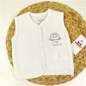 Minilamb Arabalı Kapitone Bebek Yeleği 67011 Beyaz