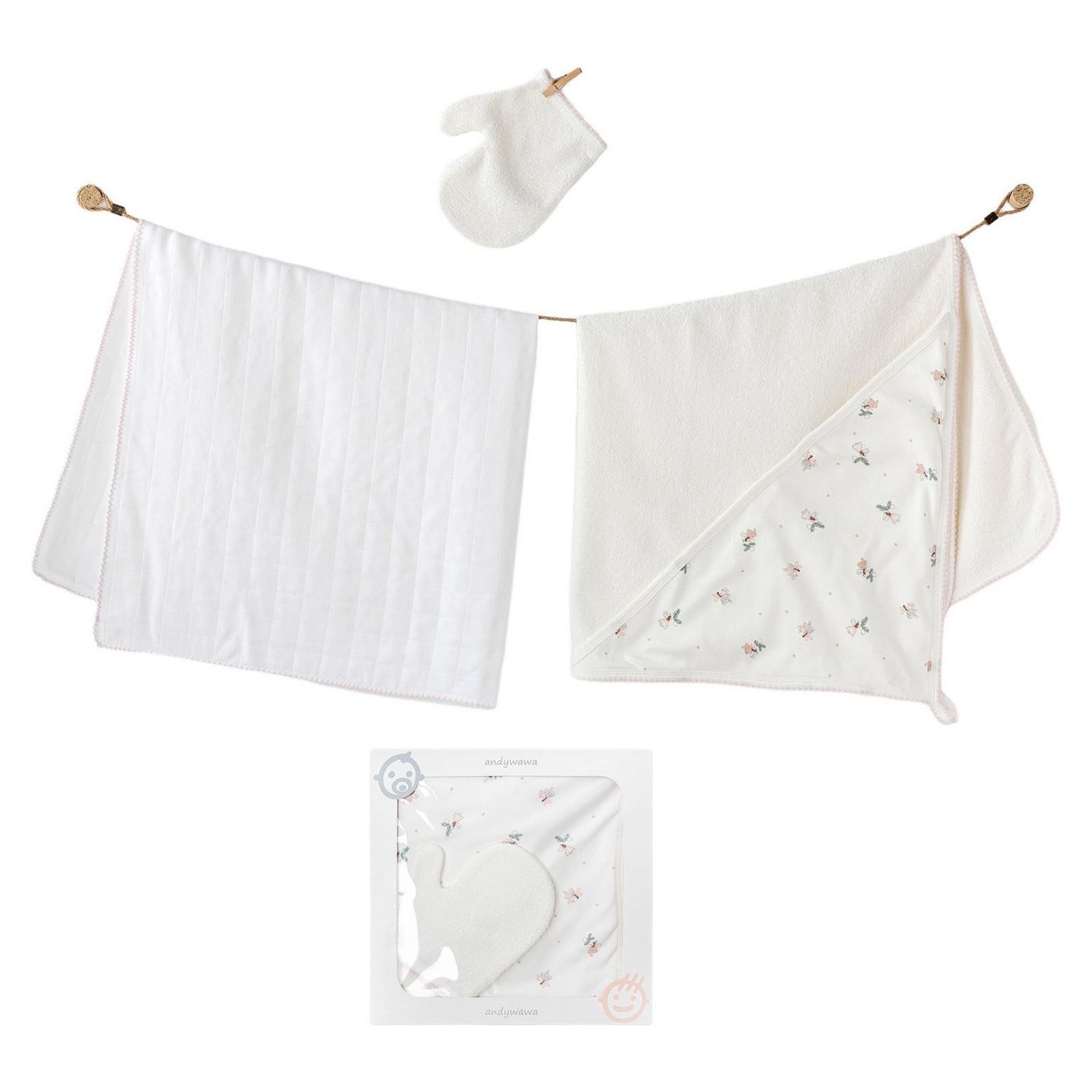 Andywawa Bebek Havlu Takım 80x80 Cm AC25366 Ekru