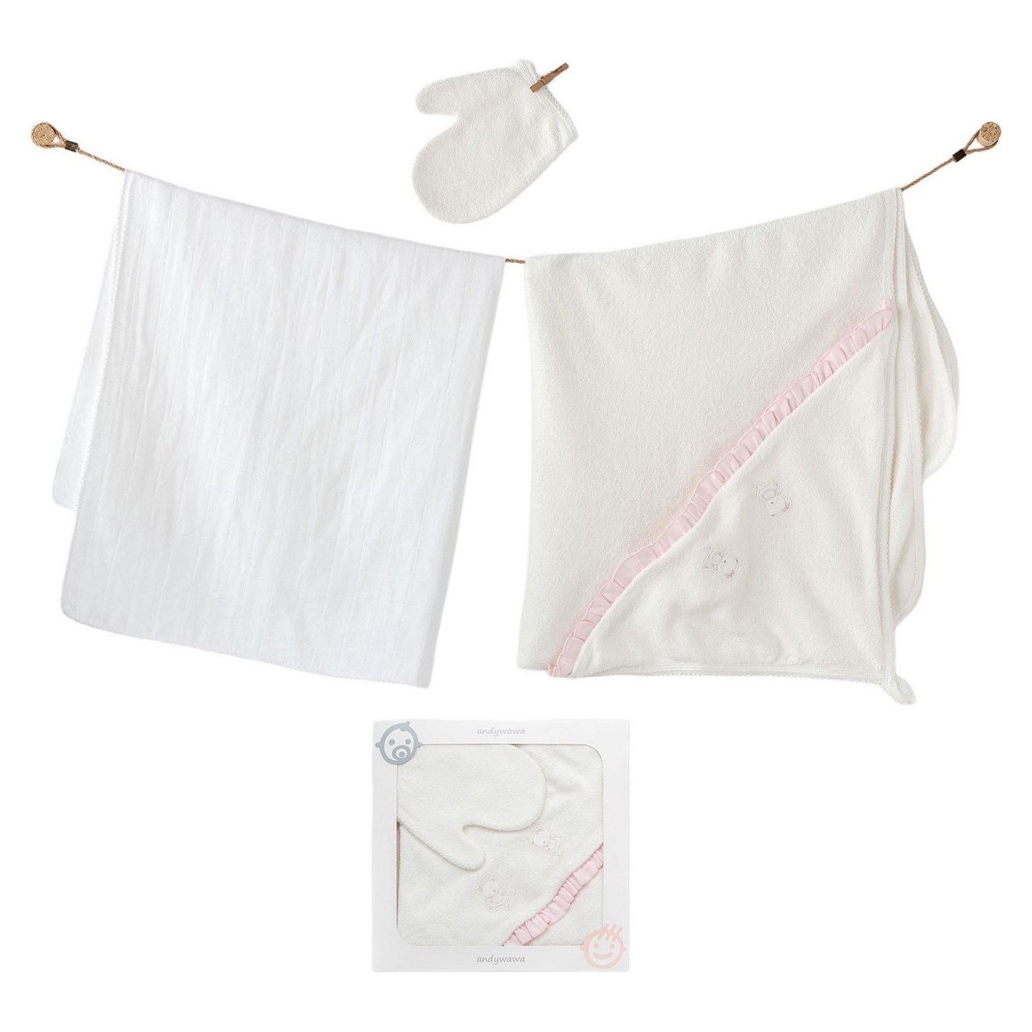 Andywawa Bebek Havlu Takım 80x80 Cm AC25365 Ekru