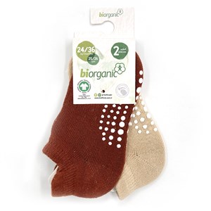Biorganic Unisex 2'li Kaymaz Çorap 68487 Kiremit-Bej