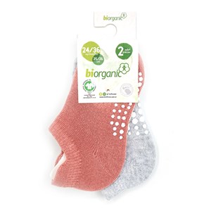 Biorganic Unisex 2'li Kaymaz Çorap 68487 Pudra-Gri