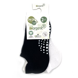 Biorganic Unisex 2'li Kaymaz Çorap 68487 Siyah-Beyaz
