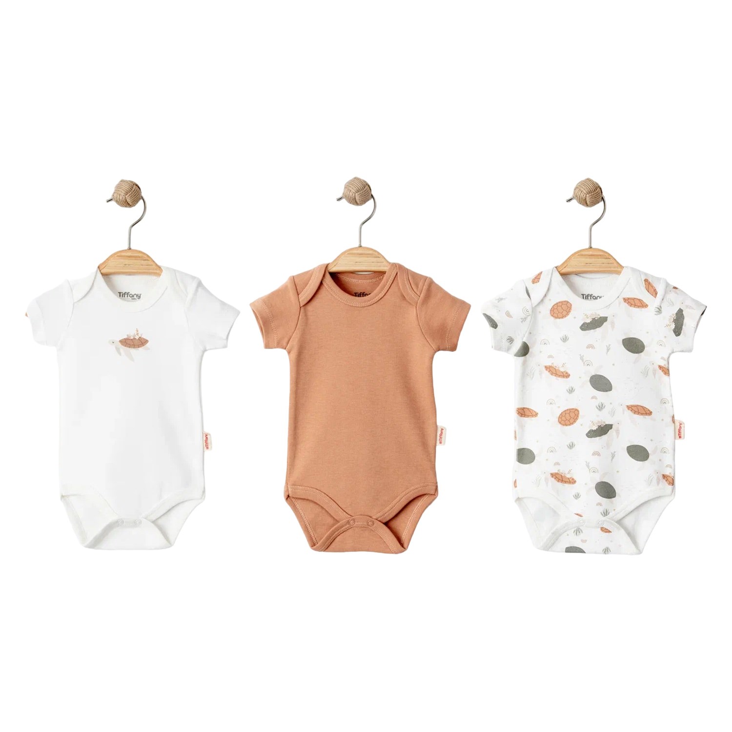 Tiffany Baby Turtles Theme 3'lü Yarım Kol Badi 19008 Ekru