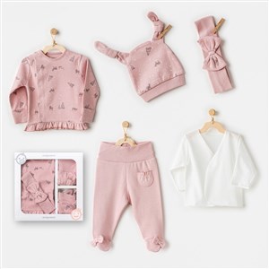 Andywawa Puppy Gazelle 5'li Bebek Hastane Çıkış Seti AC25040 Pembe