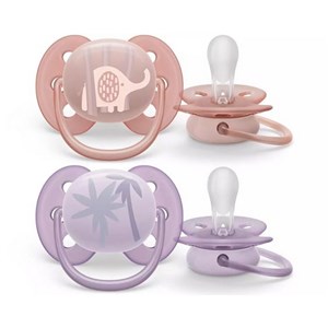 Philips Avent Ultra Yumuşak 2'li Emzik 0-6 Ay Kız SCF091/09 Şeffaf