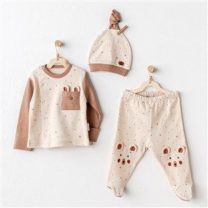 Andywawa Andventurous Bear 3'lü Bebek Zıbın Takımı AC25025 Bej
