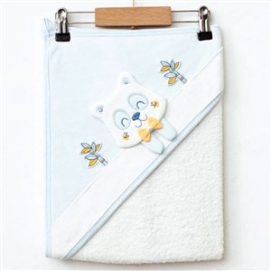 Ekebaby Panda Bebek Havlusu 80x80 Cm 1417 Mavi