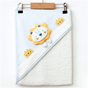 Ekebaby Lion Bebek Havlusu 80x80 Cm 1418 Mavi