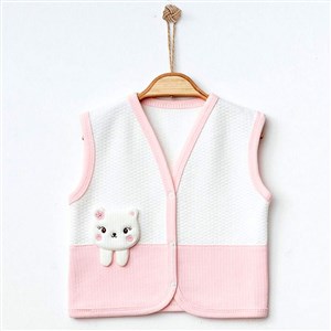 Ekebaby Gril Bear Lüx Kapitone Yelek 44124 Beyaz-Somon