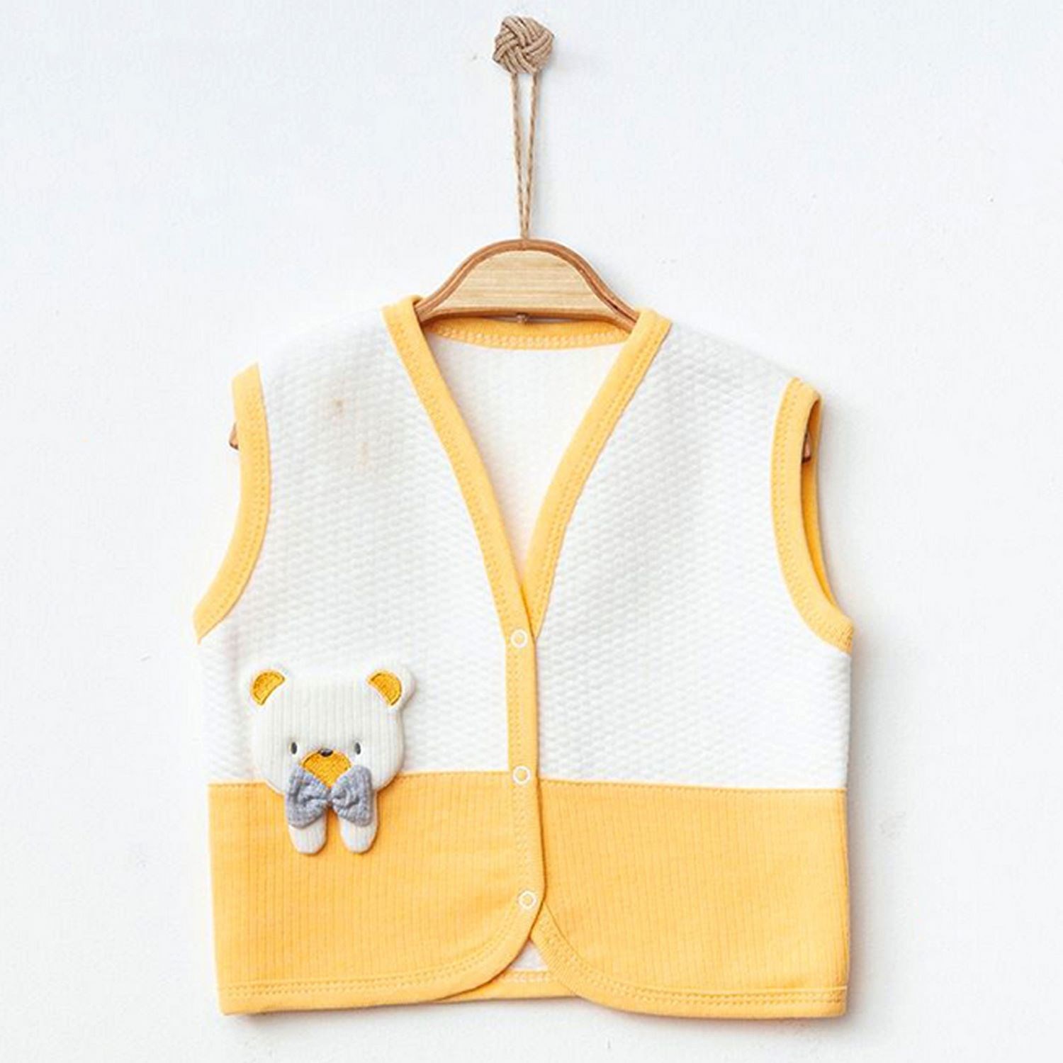 Ekebaby Bear Lüx Kapitone Yelek 44123 Beyaz-Turuncu