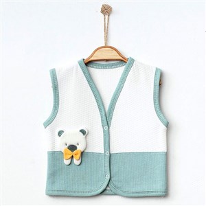 Ekebaby Bear Lüx Kapitone Yelek 44123 Beyaz-Mint