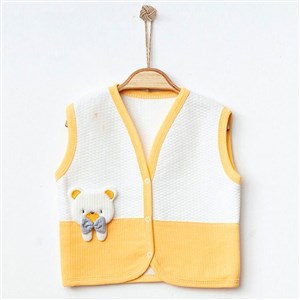 Ekebaby Bear Lüx Kapitone Yelek 44123 Beyaz-Turuncu
