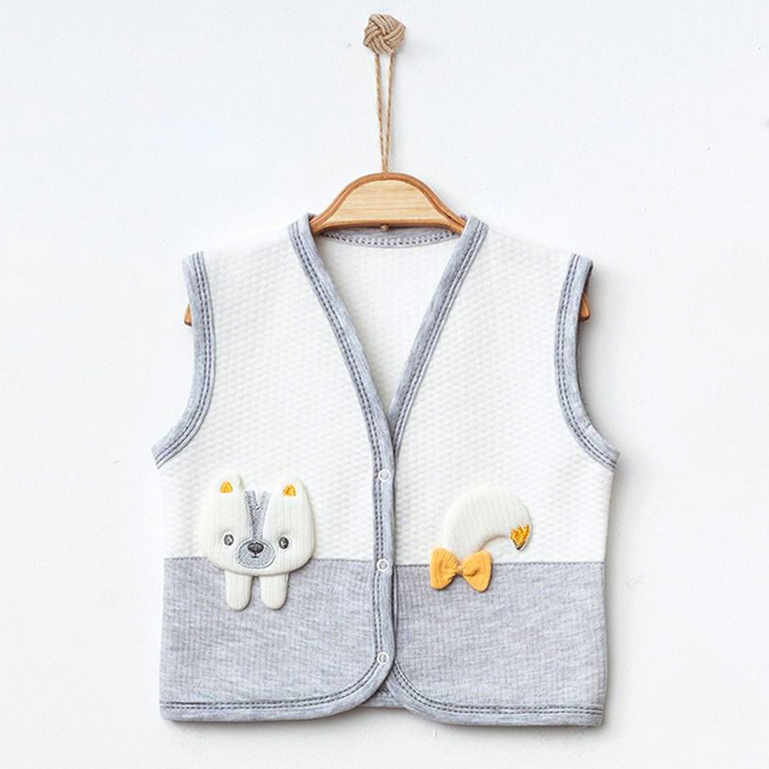 Ekebaby Skunk Lüx Kapitone Yelek 44122 Beyaz-Gri