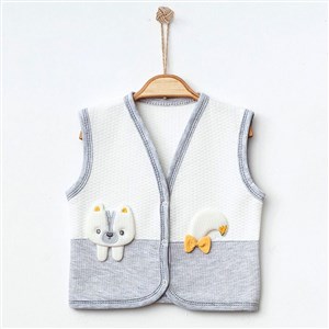 Ekebaby Skunk Lüx Kapitone Yelek 44122 Beyaz-Gri