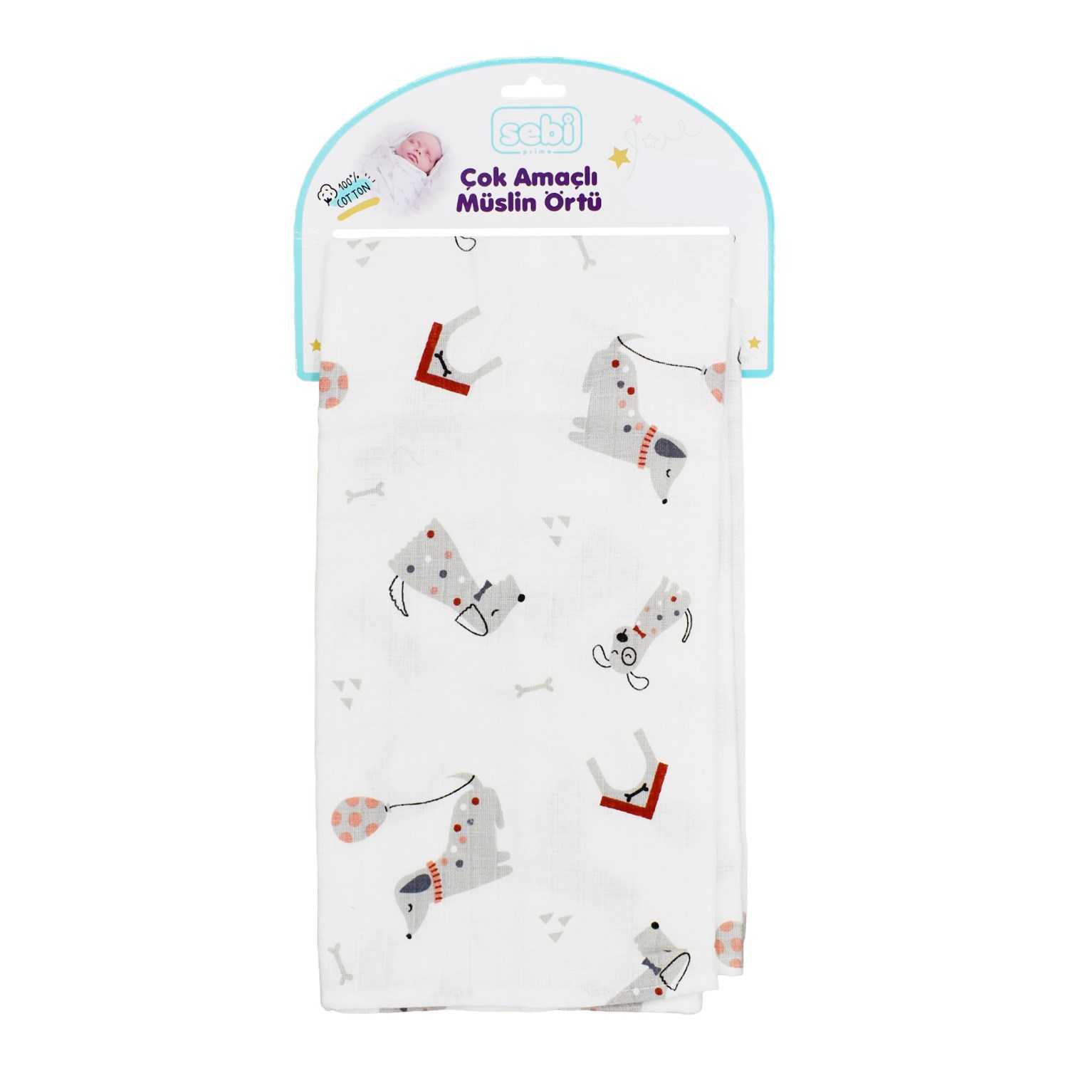 Sebi Bebe Çok Amaçlı Müslin Örtü 80x100 Cm Ekru-Gri