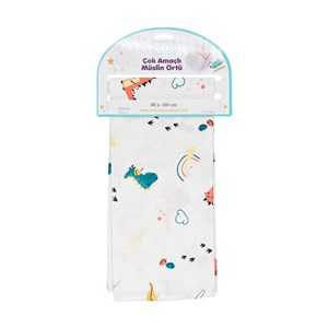 Sebi Bebe Çok Amaçlı Müslin Örtü 80x100 Cm Beyaz-Koyu Yeşil