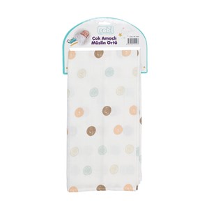Sebi Bebe Çok Amaçlı Müslin Örtü 80x100 Cm Beyaz-Turuncu