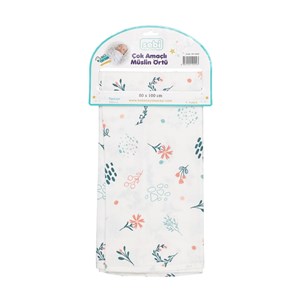 Sebi Bebe Çok Amaçlı Müslin Örtü 80x100 Cm Beyaz-Yeşil