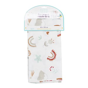 Sebi Bebe Çok Amaçlı Müslin Örtü 80x100 Cm Ekru-Kahverengi