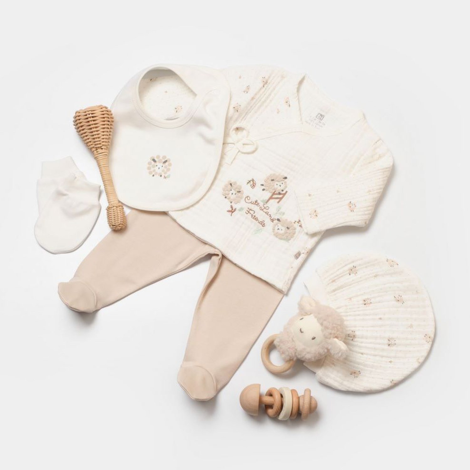Bibaby Lamb Friends 5'li Bebek Hastane Çıkış Seti 62346 Bej