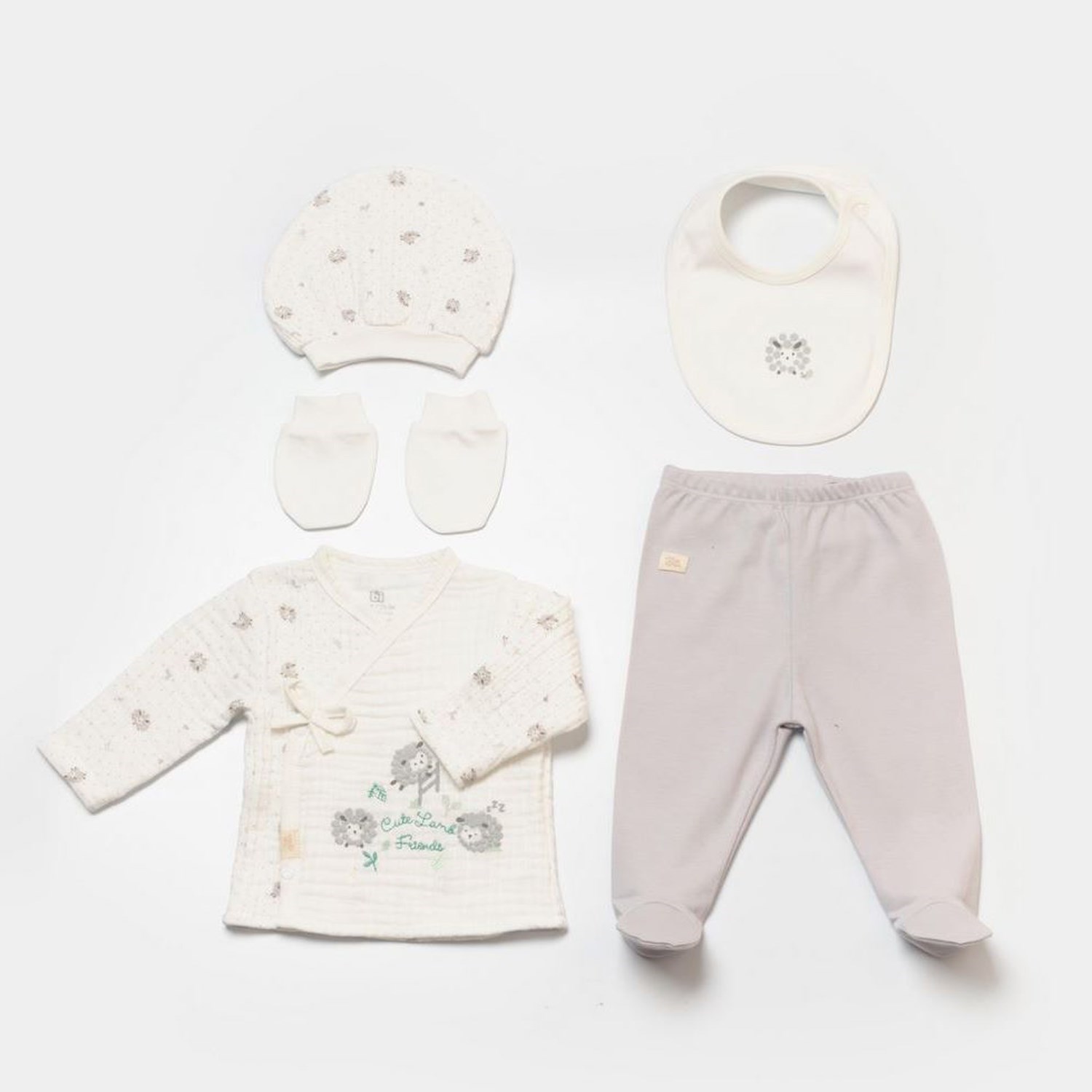 Bibaby Lamb Friends 5'li Bebek Hastane Çıkış Seti 62346 Gri