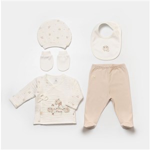 Bibaby Lamb Friends 5'li Bebek Hastane Çıkış Seti 62346 Bej