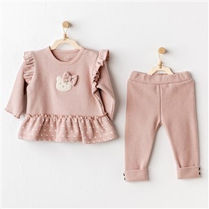 Andywawa Cute Bear 2'li Bebek Takımı AC25114 Gül Kurusu