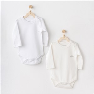 Andywawa Long Sleeve Basic 2'li Bebek Body AC25210 Ekru