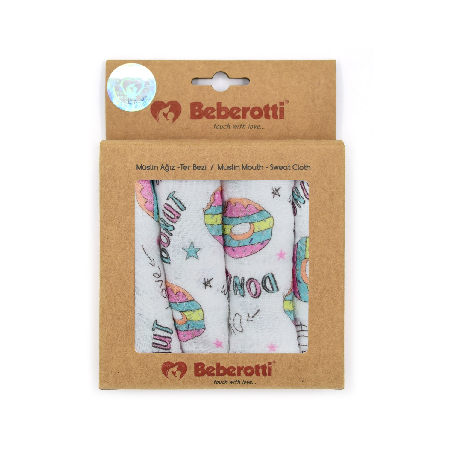 Beberotti 4'lü Müslin Bebek Ağız Bezi 25x25 Cm 102 Çok Renkli