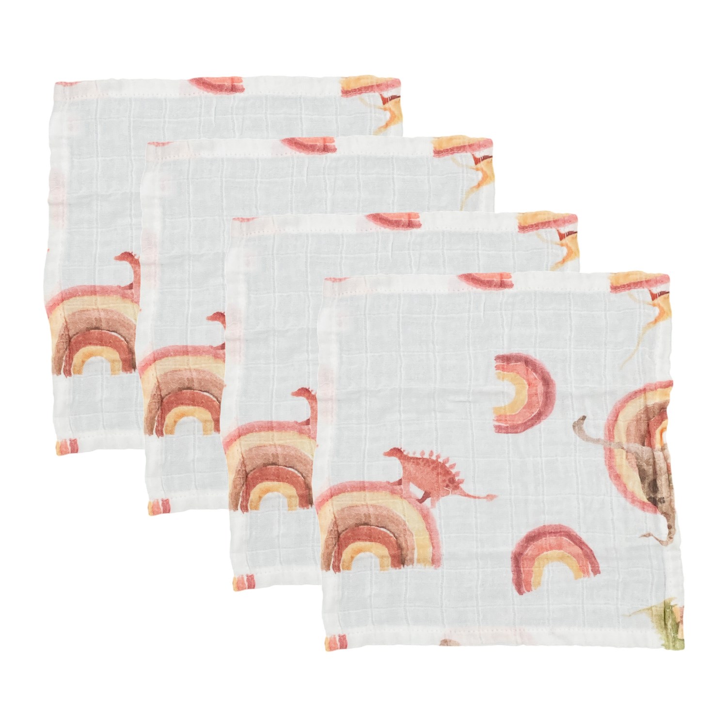 Beberotti 4'lü Müslin Bebek Ağız Bezi 25x25 Cm 102 Ekru-Kırmızı