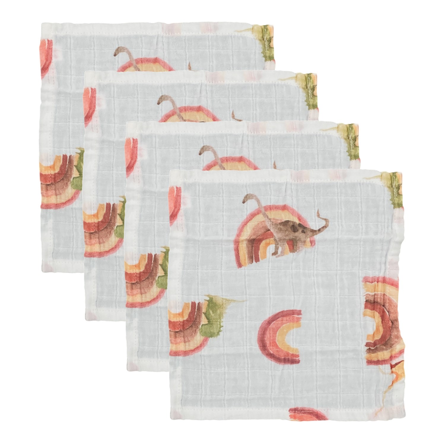 Beberotti 4'lü Müslin Bebek Ağız Bezi 25x25 Cm 102 Ekru-Yeşil