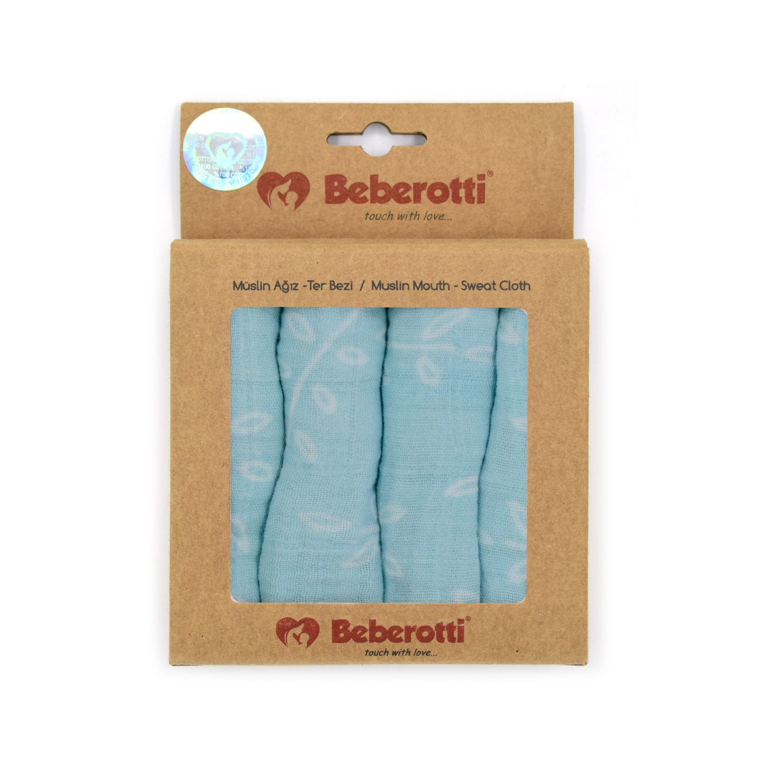 Beberotti 4'lü Müslin Bebek Ağız Bezi 25x25 Cm 102 Mint