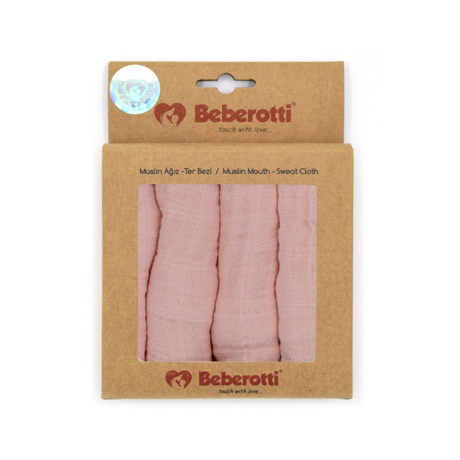 Beberotti 4'lü Müslin Bebek Ağız Bezi 25x25 Cm 102 Somon