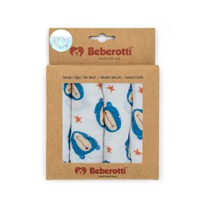 Beberotti 4'lü Müslin Bebek Ağız Bezi 25x25 Cm 102 Ekru-İndigo