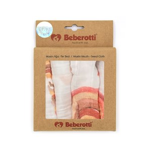 Beberotti 4'lü Müslin Bebek Ağız Bezi 25x25 Cm 102 Ekru-Kırmızı