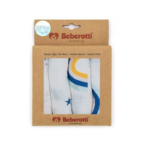 Beberotti 4'lü Müslin Bebek Ağız Bezi 25x25 Cm 102 Ekru-Lacivert