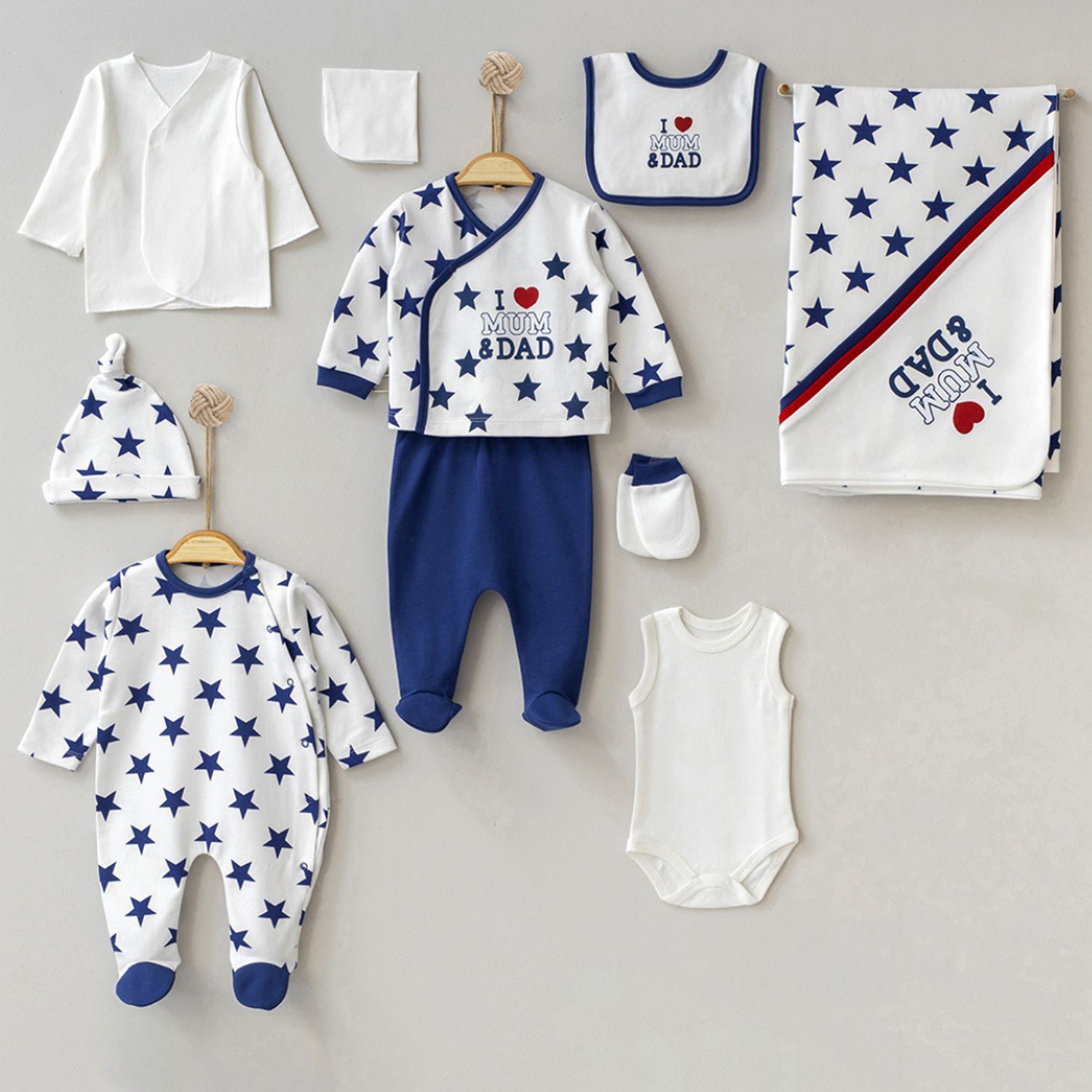 Pugi Baby Mam-Dad 10'lu Bebek Hastane Çıkış Seti 6100 Beyaz