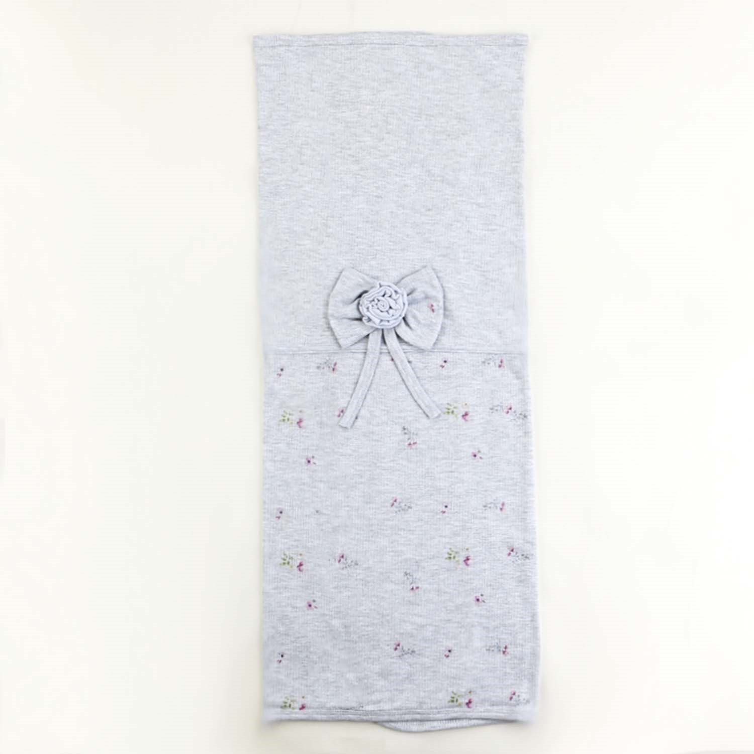 Sebi Bebe Çiçekli Fiyonklu Battaniye 80x85 Cm 1114 Gri